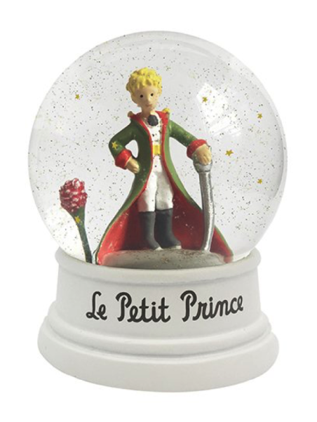 Snow globe the Little Prince in a cape, the Rose and sequins on Souvenirsdelyon.com