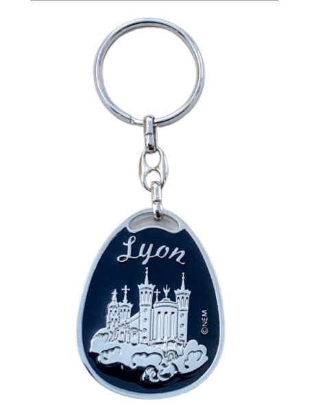 Porte-clés Lyon Basilique de Fourvière noir chez Souvenirsdelyon.com