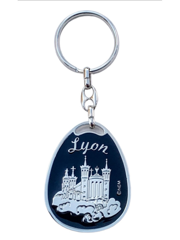 Porte-clés Lyon Basilique de Fourvière noir chez Souvenirsdelyon.com
