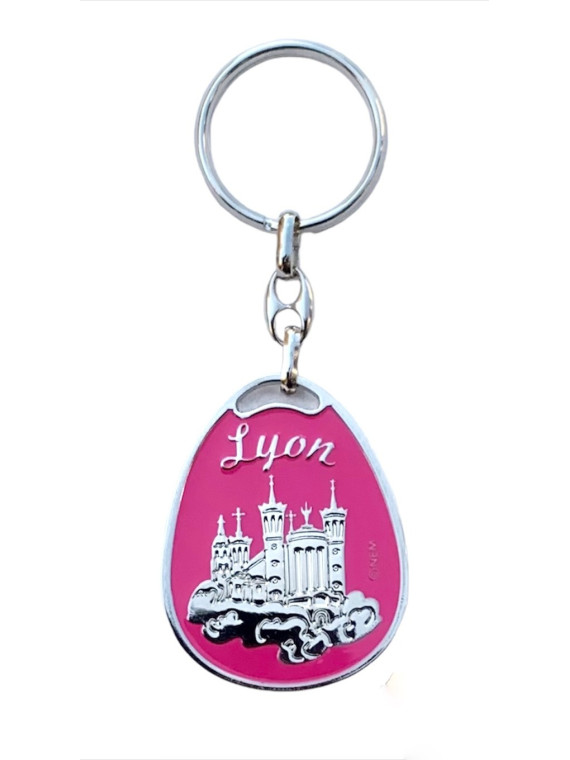 Porte-clés Lyon Basilique de Fourvière violet chez Souvenirsdelyon.com