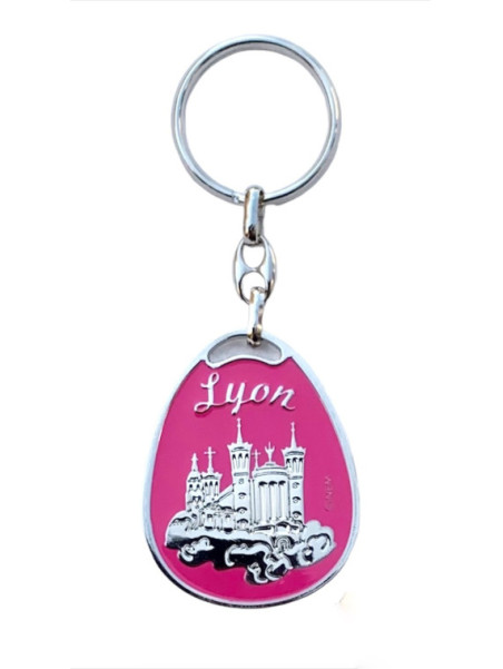 Porte-clés Lyon Basilique de Fourvière violet chez Souvenirsdelyon.com