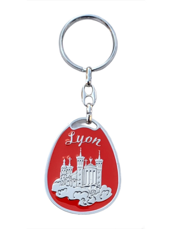Porte-clés Lyon Basilique de Fourvière rouge chez Souvenirsdelyon.com