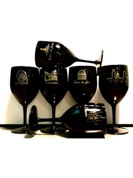 Lyon wine glasses Jo&Mo - black on Souvenirsdelyon.Com