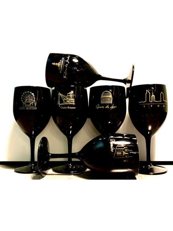 Lyon wine glasses Jo&Mo - black on Souvenirsdelyon.Com