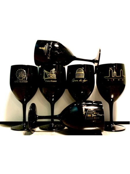Verres à vin Lyon Jo&Mo - Pack de 6 - noir chez Souvenirsdelyon.Com