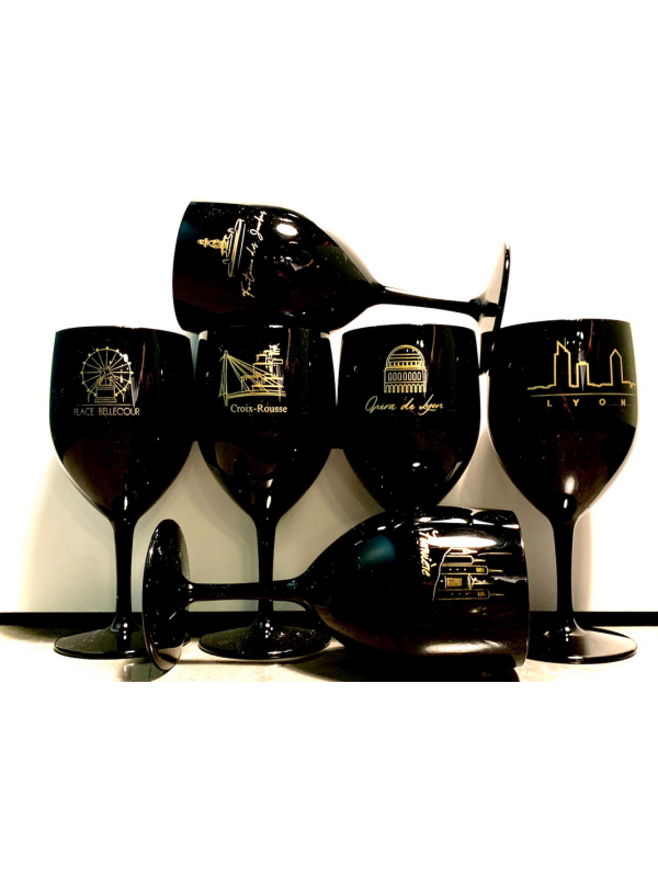 Verres à vin Lyon Jo&Mo - Pack de 6 - noir chez Souvenirsdelyon.Com