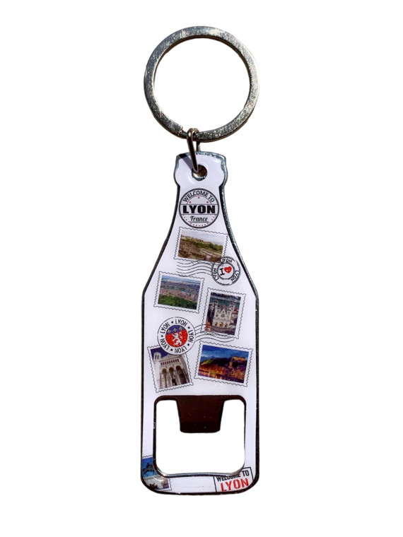 Porte-clés Décapsuleur Lyon Multivues chez souvenirsdelyon.com