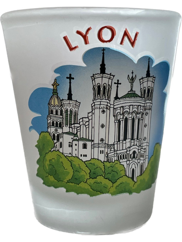 Verre à shooter Emblème Lyon et Fourvière chez Souvenirsdelyon.com