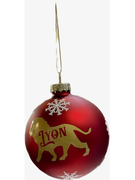 Boule de Noël Lyon rouge chez Souvenirsdelyon.com