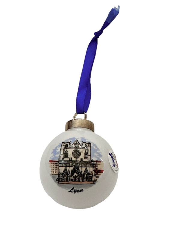 Boule de noël en porcelaine, Cathédrale Saint-Jean chez souvenirsdelyon.com