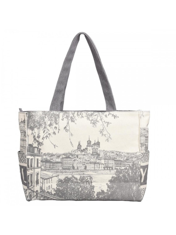Sac Lyon City Robin Ruth gris chez Souvenirsdelyon.Com
