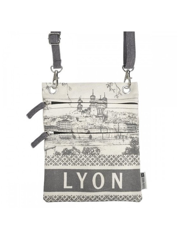 Saccoche passeport Lyon Robin Ruth gris chez Souvenirsdelyon.Com