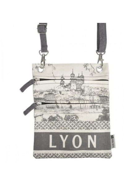 Saccoche passeport Lyon Robin Ruth gris chez Souvenirsdelyon.Com