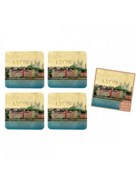 Set de 4 sous verre Lyon rétro chez souvenirsdelyon.com