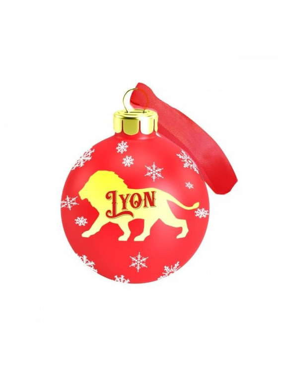 Boule de Noël Lyon rouge et or chez Souvenirsdelyon.com
