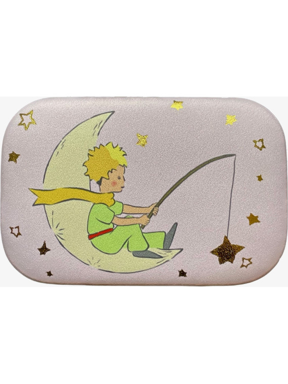 Mini étui de voyage Le Petit Prince qui pêche sur la lune chez souvenirsdelyon.com