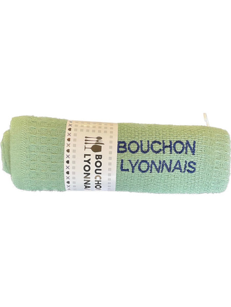 Torchon Lyon Bouchon Lyonnais vert chez Souvenirsdelyon.Com