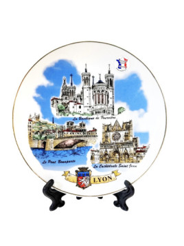 Assiette Lyon filet doré chez Souvenirsdelyon.Com