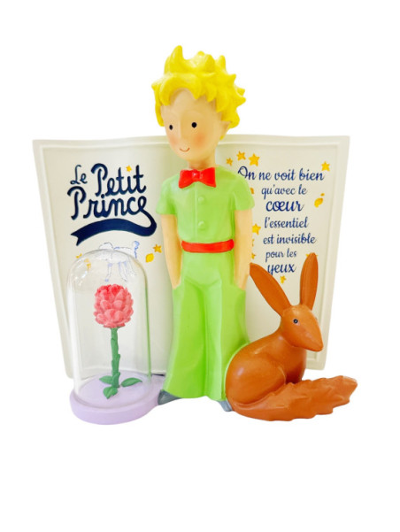 Figurine The Little Prince, book, the rose and the fox