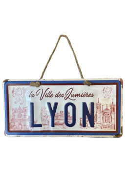 Plaque en métal Lyon Ville des Lumières chez Souvenirsdelyon.com