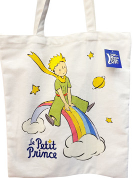 Tote bag le Petit Prince arc-en-ciel blanc chez Souvenirsdelyon.com