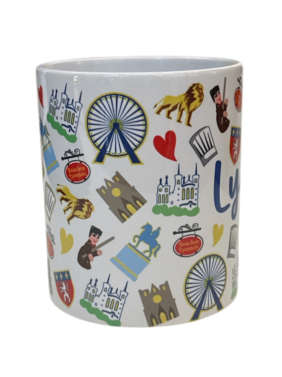 Mug Lyon Symbole blanc chez Souvenirsdelyon.com