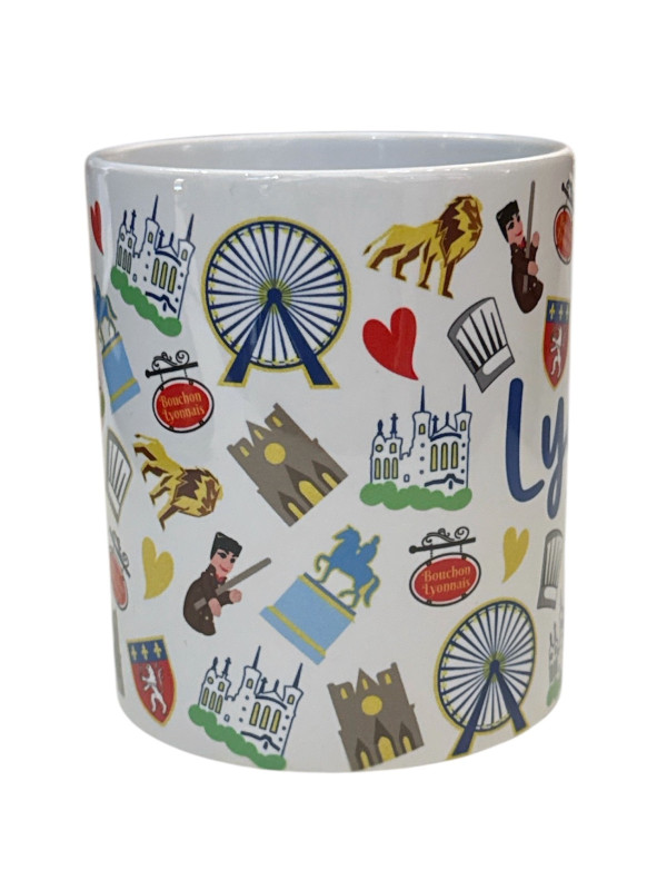 Mug Lyon Symbole blanc chez Souvenirsdelyon.com