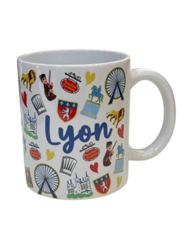 Mug Lyon Symbole blanc chez Souvenirsdelyon.com