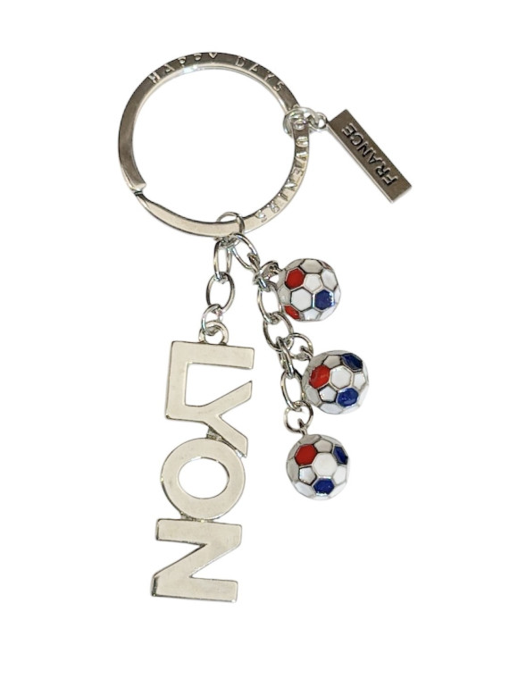 Porte-clés Ballon Bleu Blanc Rouge Lyon chez souvenirsdelyon.com