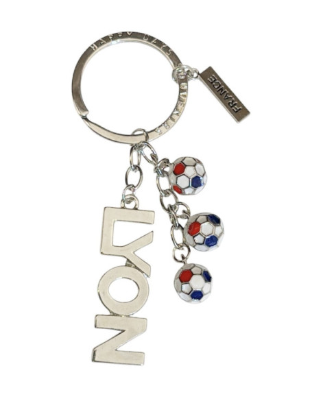Porte-clés Ballon Bleu Blanc Rouge Lyon chez souvenirsdelyon.com