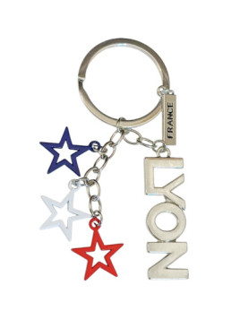 Porte-clés Etoiles Bleu Blanc Rouge Lyon chez souvenirsdelyon.com