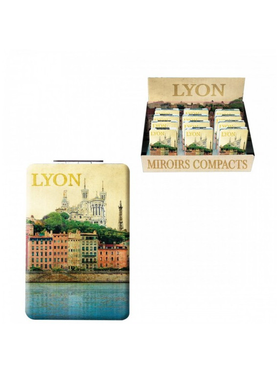 Miroir de poche Lyon vintage chez Souvenirsdelyon.com