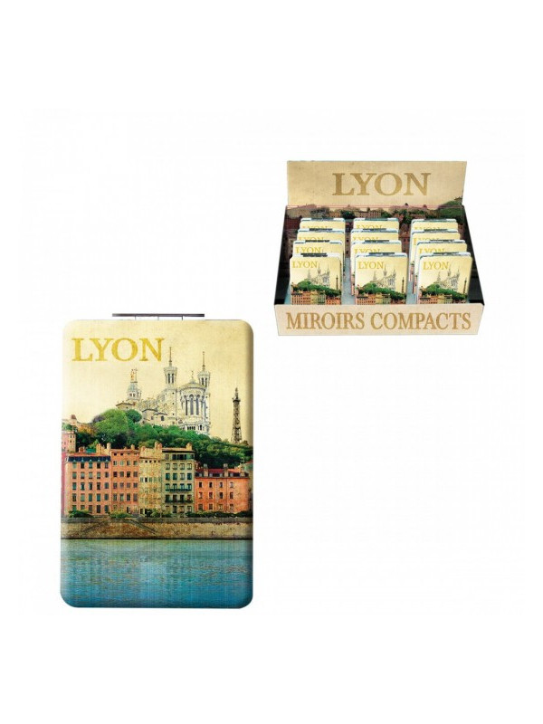 Vintage Lyon pocket mirror chez Souvenirsdelyon.com