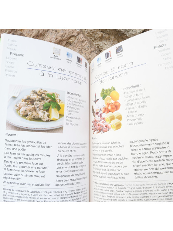 Livre de recettes lyonnaises en français/italien chez Souvenirsdelyon.com